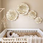 4pcs Large Book Page Paper Flowers Wall Decor Handmade 3D Vintage Literary Style Flowers with Nano Tape 4 Sizes (7"-13") for Wedding Nursery Party Home Set of 4 No Stem - Image 5