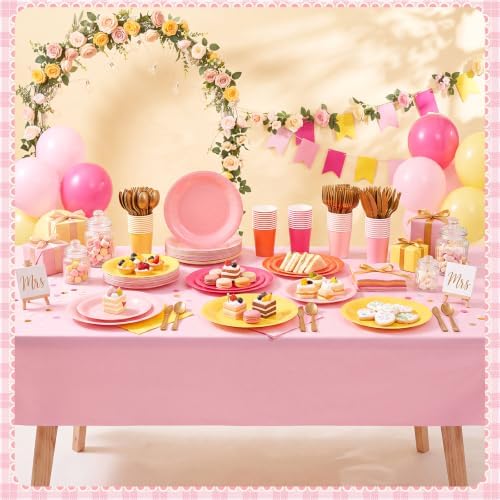 Mimorou 354 Pcs Pink Orange Yellow Plate and Napkins, Sunset Tableware Set - Image 5