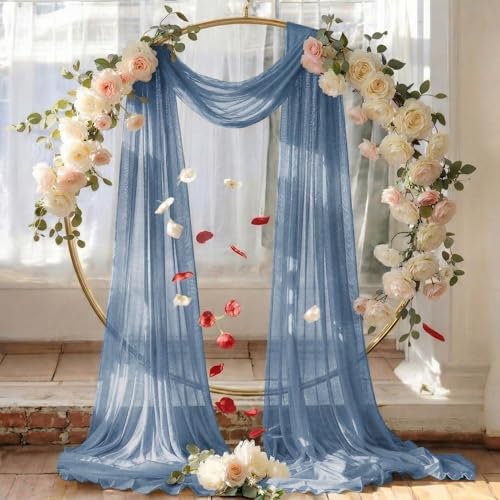 Pack of 1 Wedding Arch Drape Panel Fabric 30" x 75ft - Dusty Blue - Image 6