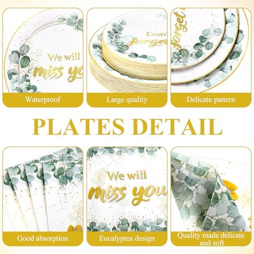 Pickmesh 400 Pcs Sage Green Farewell Party Supplies Paper Plates Serve 50 - Image 2