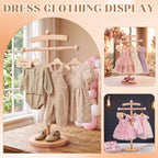 Marsui 1 Set Wooden Baby Clothes Display Stand with 3 Hangers, Plaque, Wood - Image 5