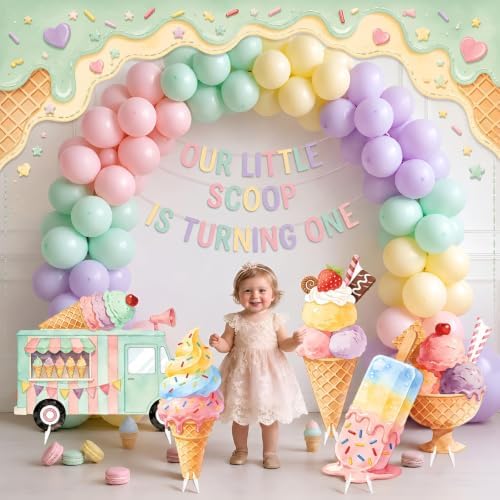 5 PCS 20" Ice Cream Cardboard Cutouts for Birthday Party Decorations, Large Sweet Theme Outdoor Yard Signs, Ice Cream Truck & Cone Standee for Candy Land Party Photo Booth Props Backdrop - Image 7