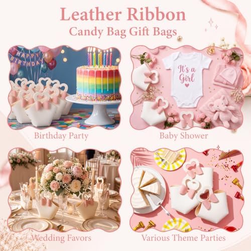 Kacctyen White 30 Pack Mini PU Leather Purse Gift Bags Small Candy Wedding Gift Bags with Handle Reusable Party Treat Favor Boxes for Bridal Birthdays Baby Showers Halloween Christmas - Image 5
