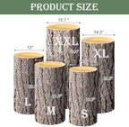 SaitiMade Set of 5 - Wood Cylinder Pedestal Stand Covers - Image 2