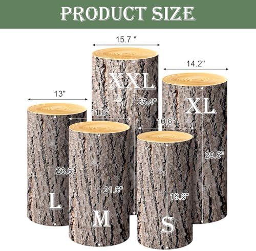 SaitiMade Set of 5 - Wood Cylinder Pedestal Stand Covers - Image 2
