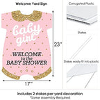 Big Dot of Happiness Hello Little One - Pink and Gold - Party Decorations - It's A Girl Baby Shower Welcome Yard Sign - Image 7