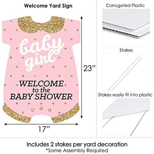 Big Dot of Happiness Hello Little One - Pink and Gold - Party Decorations - It's A Girl Baby Shower Welcome Yard Sign - Image 7