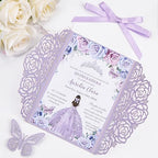 Purple Butterfly Laser Cut Wedding Invitations 50pcs Custom Invitation Card - Image 6