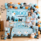 Blue Halloween Baby Shower Decorations Boy, All-in-1 A Little Boo is Almost Due Baby Shower Decorations with Balloon Arch Kit Baby Boxes Plates Napkins Cake Toppers Tablecloth Backdrop Spooky Decor - Image 3