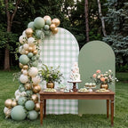 2 Set Gingham Arch Backdrop Cover 7.2ft x 6.6ft Sage Green - Image 5