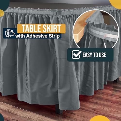 Exquisite Silver Table Skirt 24 Pack - Disposable Plastic Table Skirts for Rectangle Tables 6ft 8ft & Round Tables - 29in x 14ft Self-Adhesive Strip - Birthday Wedding Gender Reveal Decor - Image 3