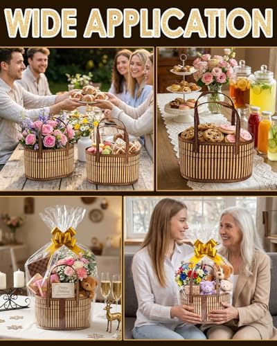 Hapring 6 Set Baskets for Gifts Empty, Large Bamboo Woven Gift Baskets - Image 3