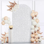 MODFUNS Silver Sequins Arch Cover 3.3x6.6ft Metallic Arch Covers Spandex Arch Stand Cover Double-Sided Arch Covers Glitter Arch Backdrop for Holiday Party Event Banquet Arch Decorations by MODFUNS
