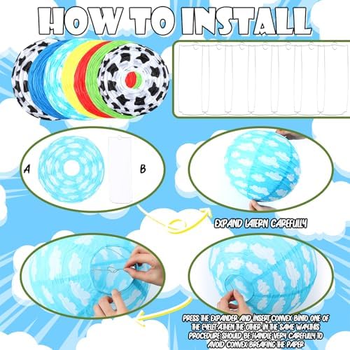Motimind 12 Pcs Cartoon Story Birthday Party Decors Classroom Paper Lantern - Image 3