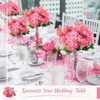 Zeyune 8 Pcs 13.4 Inch Artificial Flowers Bouquet,Peony,Hot Pink - Image 3