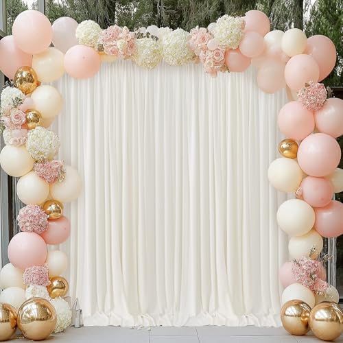 10ft x 10ft Ivory Backdrop Curtains for Parties Weddings, Wrinkle Free Silky Polyester Fabric Photo Backdrop Drapes, 2 Panels 5X 10 ft Cream Backfrounds Cloth for Birthday Baby Shower Photography - Image 5