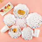 Colorful Birthday Plates and Napkins 200PCS Confetti Happy Birthday Party Plates Set Disposable Tableware Serve 50 for Art Paint Party Supplies Bubble Decorations-Colorful Paper Plates - Image 5