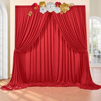 40ft×8ft Red Wrinkle Free Backdrop Curtains for Parties, 8 Panels 5×8ft Soft Silky Photo Backdrop Drapes for Wedding Birthday Party Baby Shower Mother's Day Red Themed Party Photography - Image 2