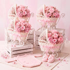 4 Pack Rattan Baby Carriage Floral Arrangement Pink Baby Shower Table Centerpiece Stroller Candy Serving Basket for Guests Gender Reveal Wedding Party Favor Gift, Floral Not Included by Unknown