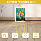 58" H Gold Easel Stand, Adjustable Metal Floor Wedding Sign Display Holder - Image 4