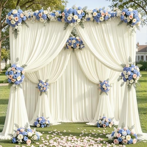 30x10ft Ivory Backdrop Curtain Panels for Parties - Wrinkle Free Polyester Photo Curtain Backdrop Wedding Back Drop Fabric Drapes for Party Decorations Background for Photography - Image 7