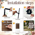 OurWarm Wooden Seating Chart for Wedding Reception Display 23.6x15.7 Inch - Image 4