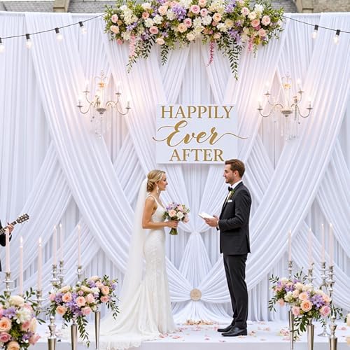 30ftx12ft White Backdrop Curtains for Wedding Parties, Wrinkle Free 6 Panels Silky Polyester 12 ft Long Photo Backdrop Drapes Back Drop Cloth Drapery for Birthday Photography Background Curtains - Image 3