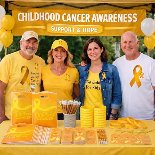 200 Pcs Childhood Cancer Awareness Items Bulk, Gold Ribbon Gifts Favor - Image 3