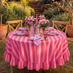 Tudomro Striped Tablecloth, Round, Red, Pink, 60'' X 60'' - Image 5