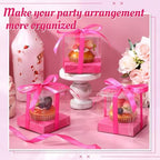 Thenshop 50 Pcs Clear Cupcake Boxes Individual 3.5 Inch, Hot Pink - Image 5
