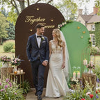 Brown Sage Green Arch Backdrop Cover Set of 2-7.2ft 6ft Dual Color Wedding Arch Covers-Wrinkle Free Stretchy Spandex Fitted Chiara Arch Stand Cover for Jungle Birthday Party Baby Shower Photography - Image 3