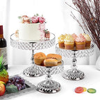 12-Piece Silver Cake Stand Set, Vintage Cake Stand with Crystal Edge and Cupcake Display Tray, Dessert Table Display Set for Wedding, Party, Baby Shower, Anniversary Celebration - Image 2
