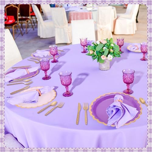 Mimorou 338 Pcs Purple Plates Napkins Cups Flatware Set - Image 6
