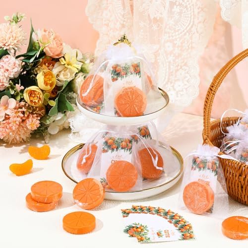50 Set Little Cutie Baby Shower Soaps Favors 50 Orange Soaps 50 Little Cutie Card 50 White Bags for Wedding Birthday Guest Keepsakes Gender Reveal Decorations Clementine Orange Theme Favors - Image 4
