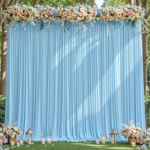 10ft x 10ft Baby Blue Backdrop Curtains Wrinkle Free Polyester Drapes by PartyTalk