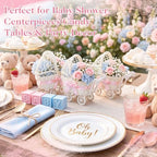 4 Pack Rattan Baby Carriage Floral Arrangement Pink Baby Shower Table Centerpiece Stroller Candy Serving Basket for Guests Gender Reveal Wedding Party Favor Gift, Floral Not Included - Image 6