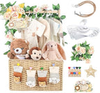 Wisreach Wooden Baby Shower Crate Closet, Foldable Handwoven Storage Basket for Baby Shower Gifts, Welcome Gift Basket for Newborn Boys Girls, Pregnancy Gifts for New Parents by Wisreach