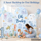 3PCS Under The Sea Baby Shower Arch Backdrop Cover Ocean Party Decorations - Image 6