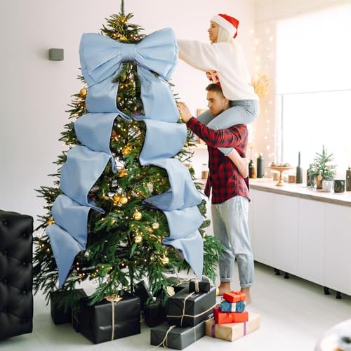 Wavwavw Christmas Giant Velvet Bow Decor Dusty Blue Big Bow, 75 x 18 Inches - Image 4