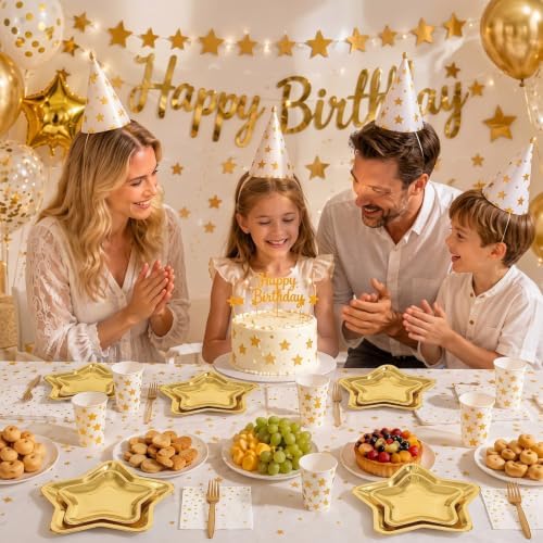 120 Pcs/24 Sets Gold Star Party Tableware Set for Guests - Image 7