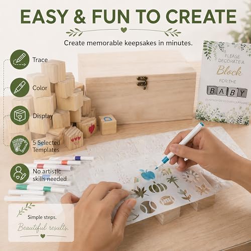103 Pcs Baby Shower Games Sign Kit, Wooden Blocks to Decorate - Image 5