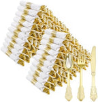 Goodluck 400PCS Gold Fancy Wrapped Silverware Set Disposable by GoodLuck