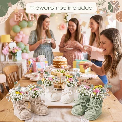 Tranqun 4 Sets Baby Booties Centerpiece No Floral DIY,Bow,Sage Green - Image 6