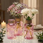 Mason Jars for Centerpiece Glass Flower Bud Vase Pink Vases, 12 Pc - Image 5