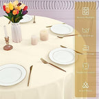 YMHPRIDE 6 Pack Beige Tablecloths - 120 Inch Polyester Round Table Covers, Washable Fabric for Wedding, Party, Dining, Banquet - Image 4