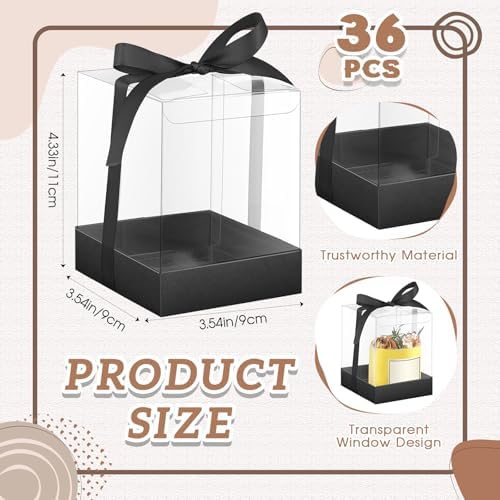36 Set 3.5x3.5x4 in Candle Gift Package Transparent, Black, 36 Set - Image 2