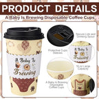 Jingmore 50 Set a Baby Is Brewing Coffee Cups Lids Straws Sleeves 16oz - Image 3