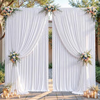16ftx10ft Wrinkle Free White Backdrop Curtain - 10 Feet Photography Backdrop Drapes, Silky Polyester Back Drop Cloth for Wedding Baby Shower Balloon Arch Background by Unknown