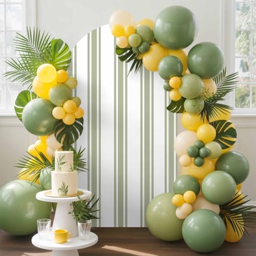 Strip Spandex Arch Backdrop Cover for Balloon Garland, Rustic Farmhouse Strip Green Double-Sided Chiara Backdrop Stand Cover, Elastic Background for Birthday Party, Baby Shower Decor 7.2FT - Image 4