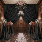 30x10ft Black Backdrop Curtain Panels for Parties - Wrinkle Free Polyester Photo Curtain Backdrop Wedding Back Drop Fabric Drapes for Party Decorations Background for Photography - Image 2